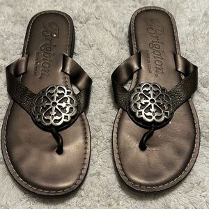 Brighton Bronze Gun Metal Grey Metallic Sandal Flip Flop Alice- Women's 7.5